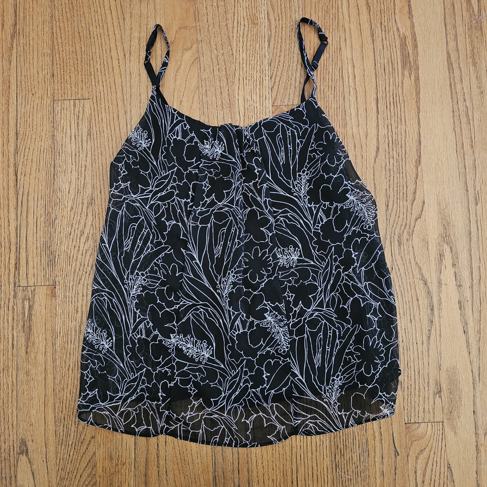 New York & Company Black Floral Camisole Size S